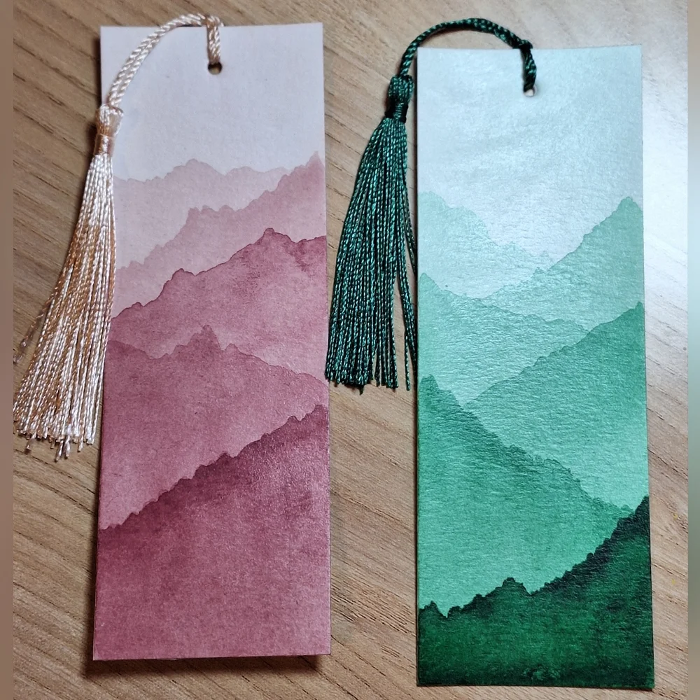 Hand-painted Abstract Landscape Bookmarks - Set of 2 (NWOT) - Picture 2 of 6
